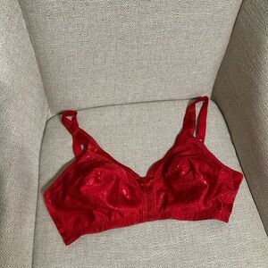Elegant Tango Red Floral Embossed Bra 38D